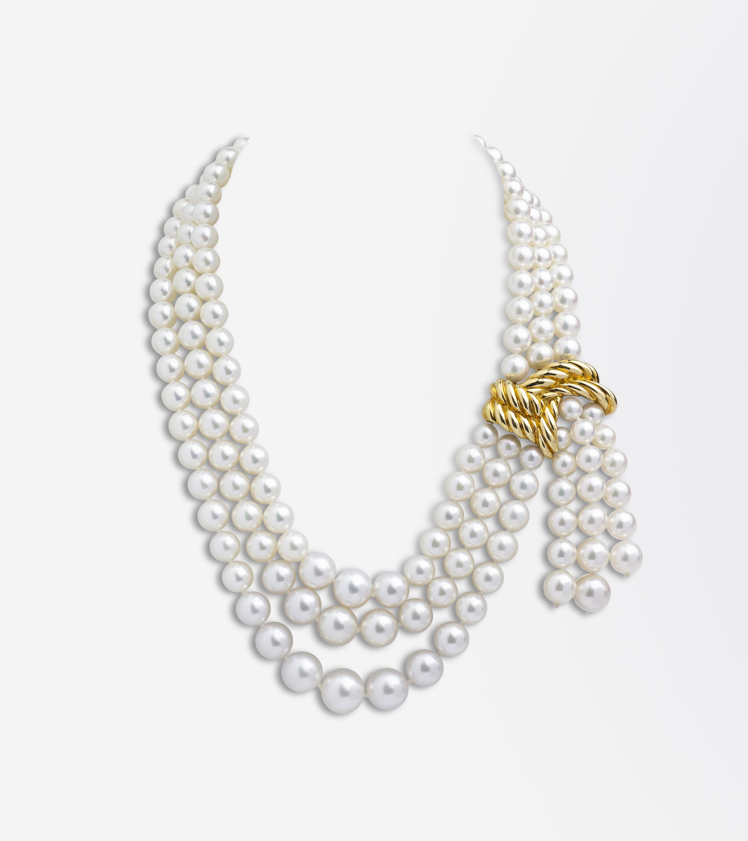 Verdura Pearl 'Scarf' Necklace with 18kt Gold Clasp