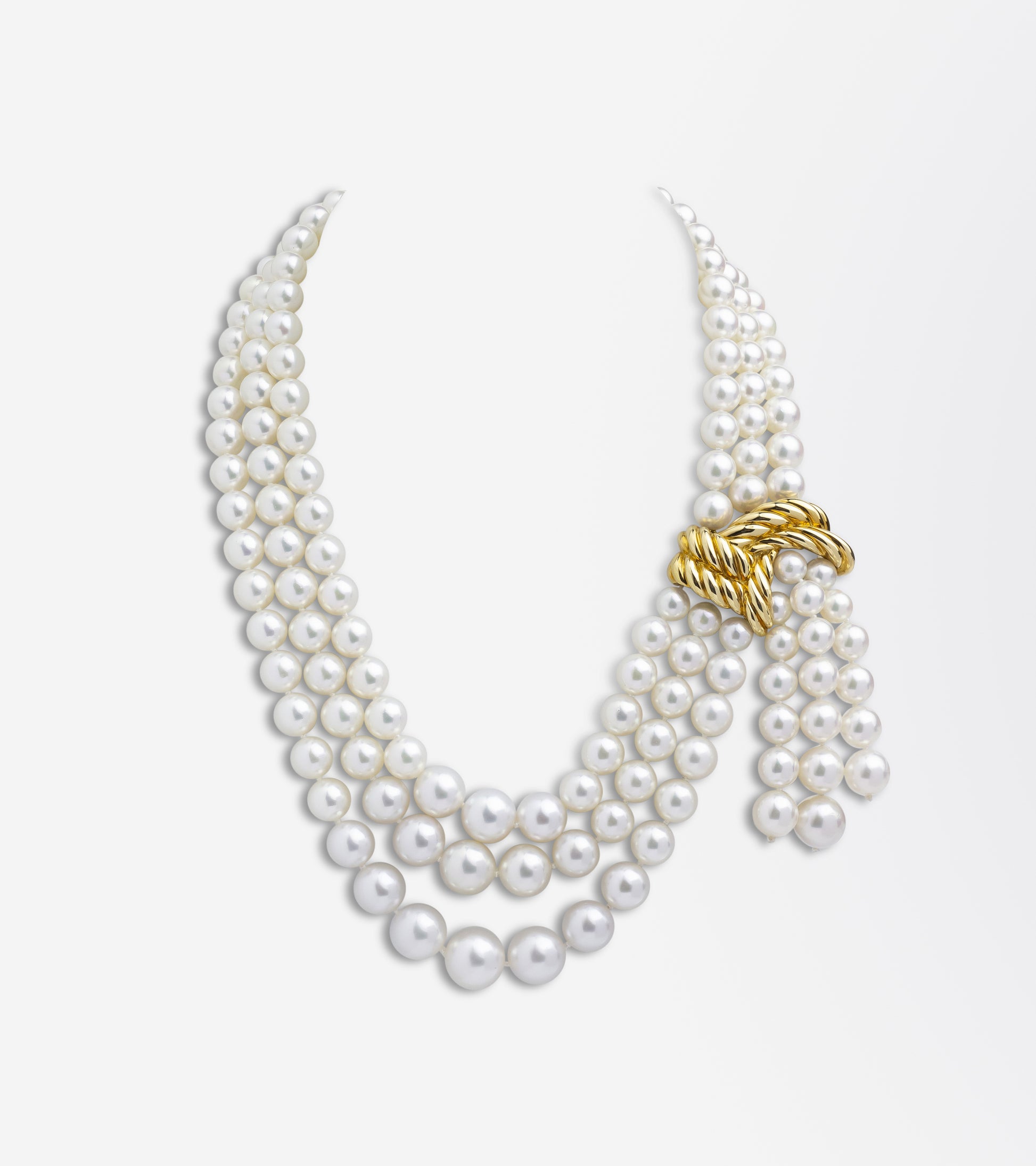 Verdura Pearl 'Scarf' Necklace with 18kt Gold Clasp