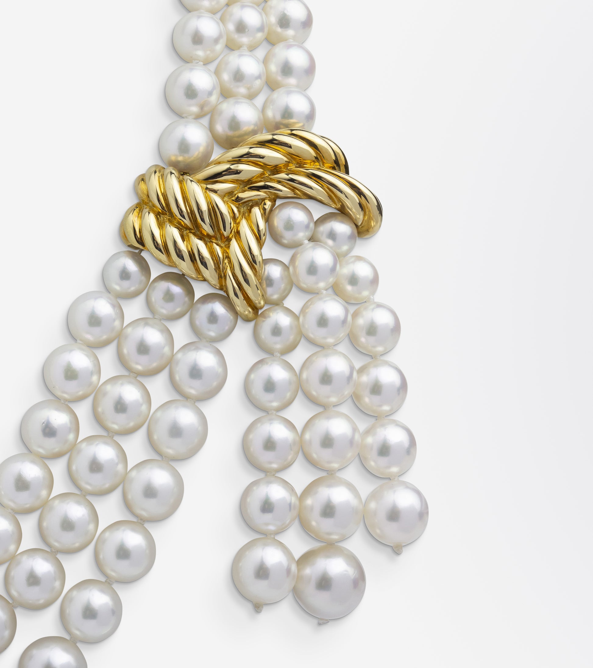 Verdura Pearl 'Scarf' Necklace with 18kt Gold Clasp