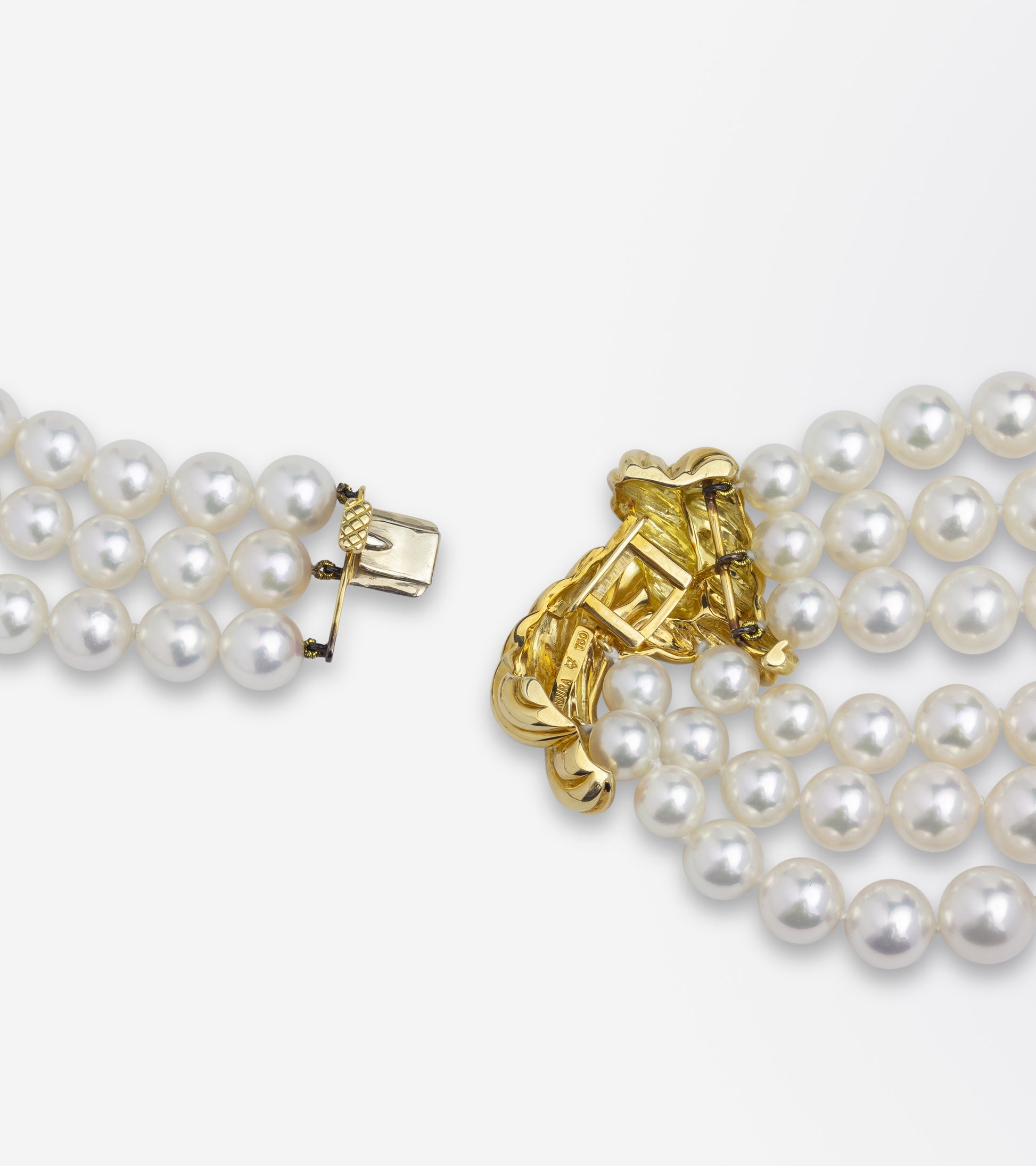 Verdura Pearl 'Scarf' Necklace with 18kt Gold Clasp