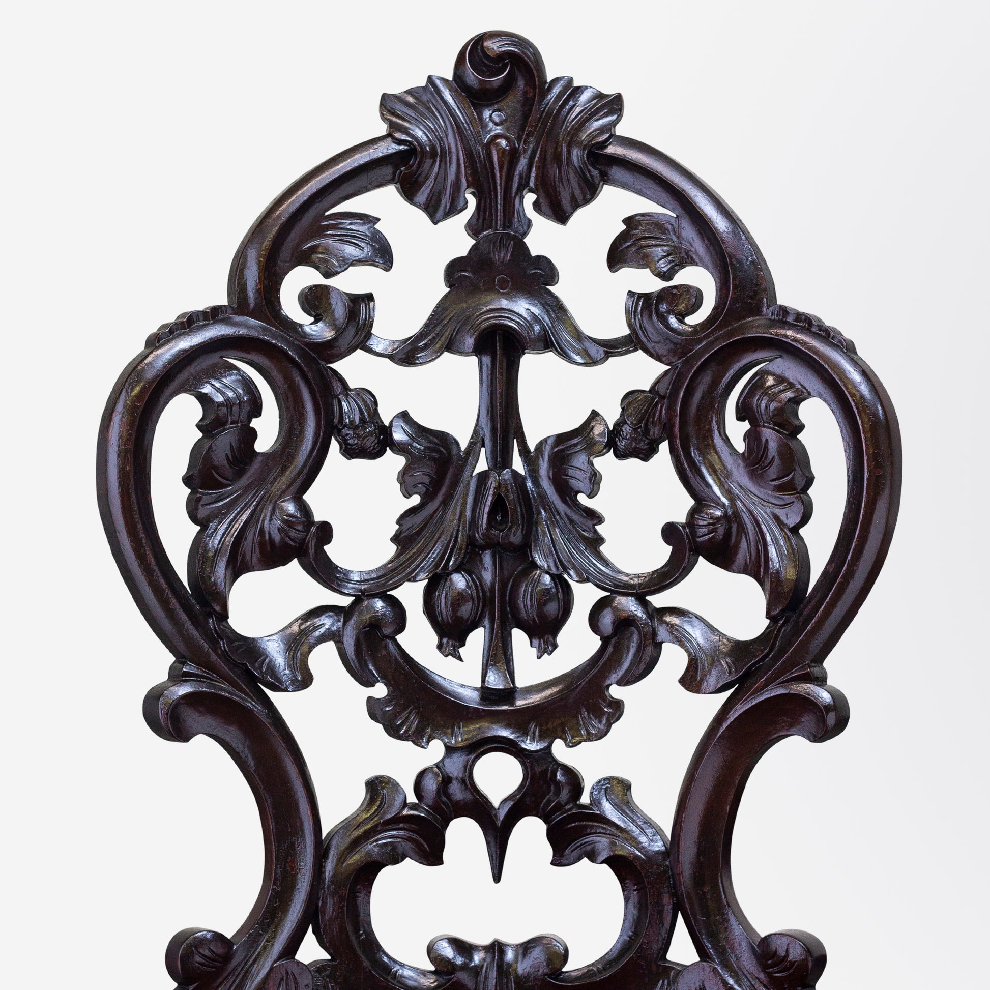 Carved Victorian Slipper Chair with Damask Upholstery