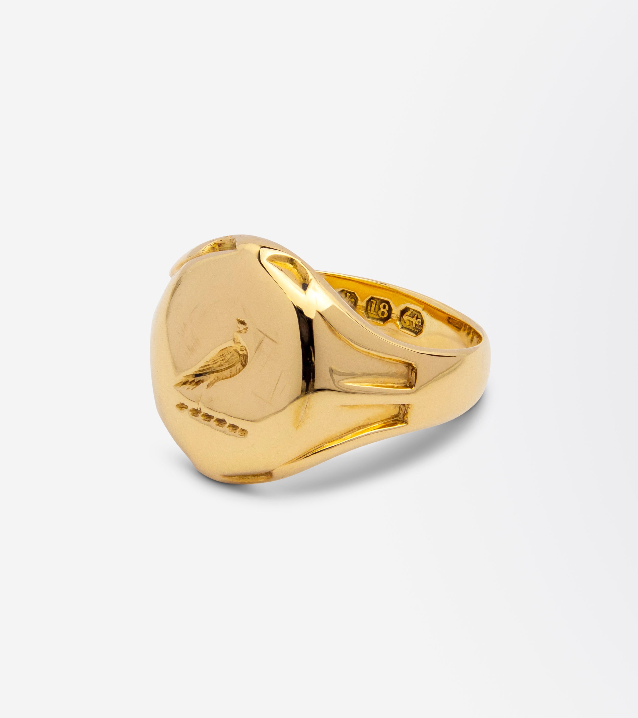 Victorian Dove Signet Ring in 18kt Gold
