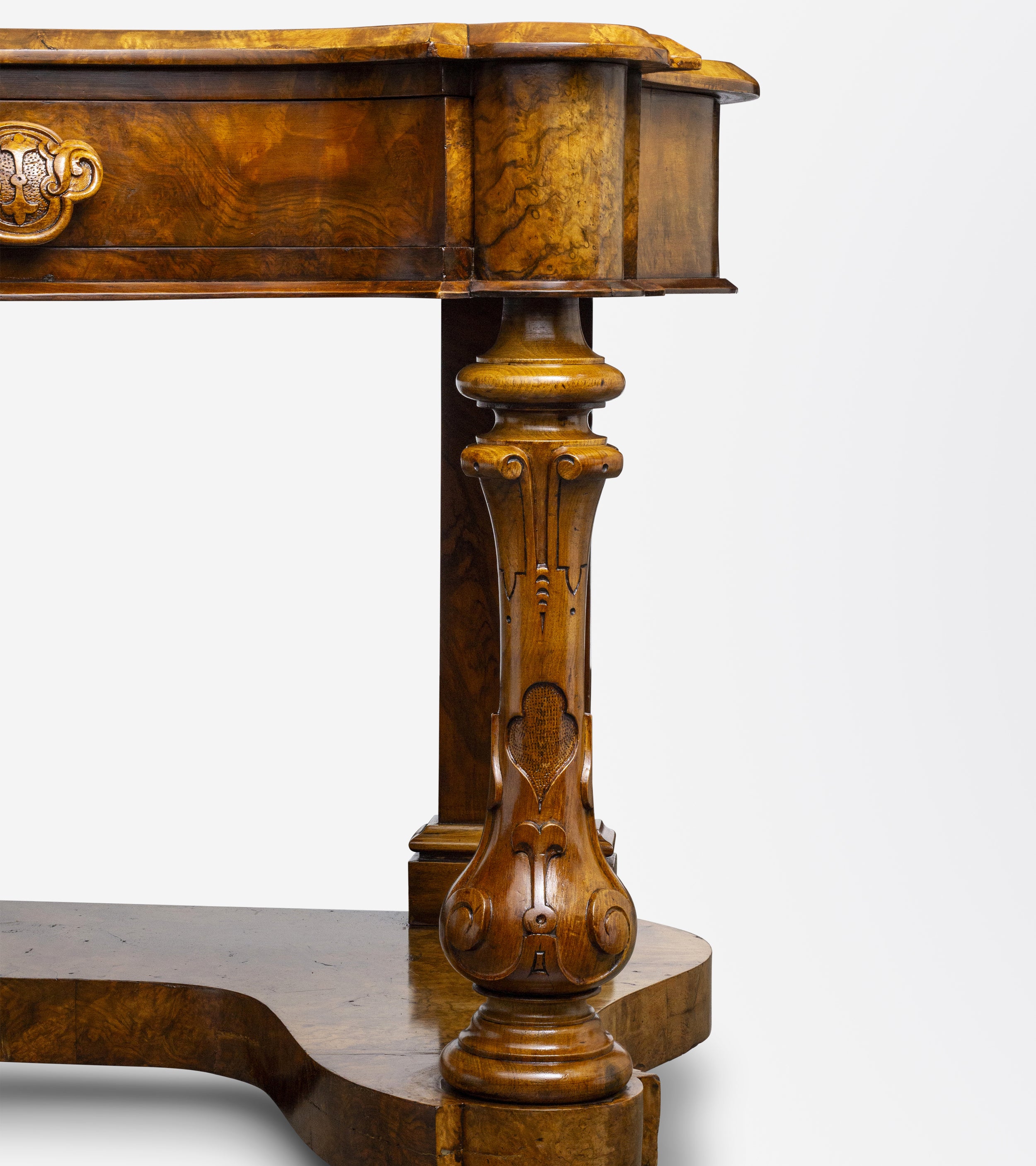 Victorian Pier/Console Table in Walnut with Carved Handles