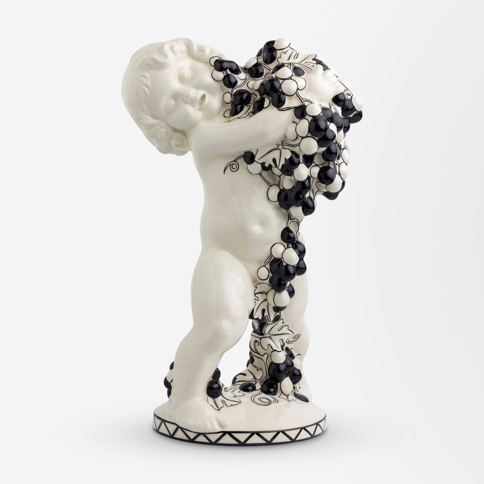 Ceramic Putto with Grapes by Michael Powolny for Gmunder Keramische Werkstatte