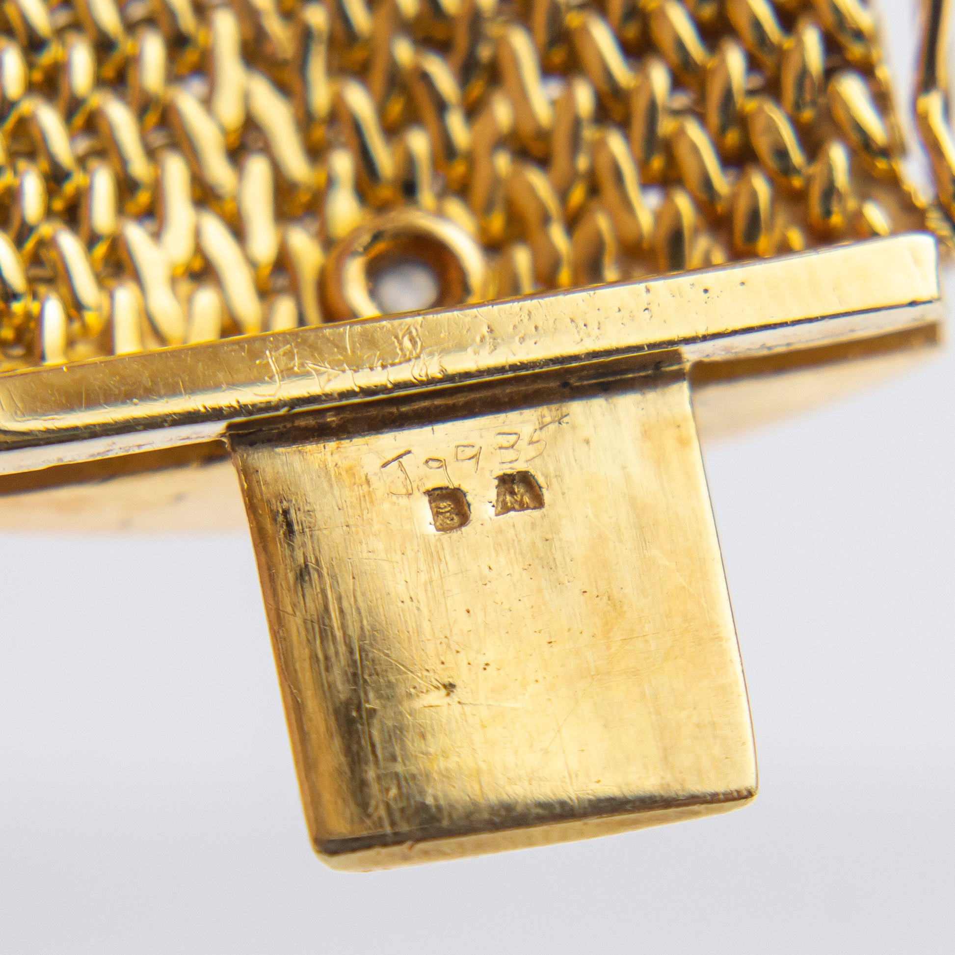 Bracelet tissé en or 14 carats avec diamants