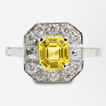 Load image into Gallery viewer, Platinum &amp; Diamond Ring Set With Australian Type Yellow Sapphire
