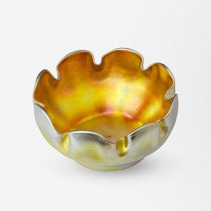 Tiffany Studios Favrile Glass Bowl and Saucer by Louis Comfort Tiffany