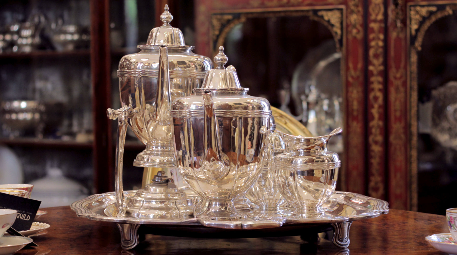 Antique silver sale tea service