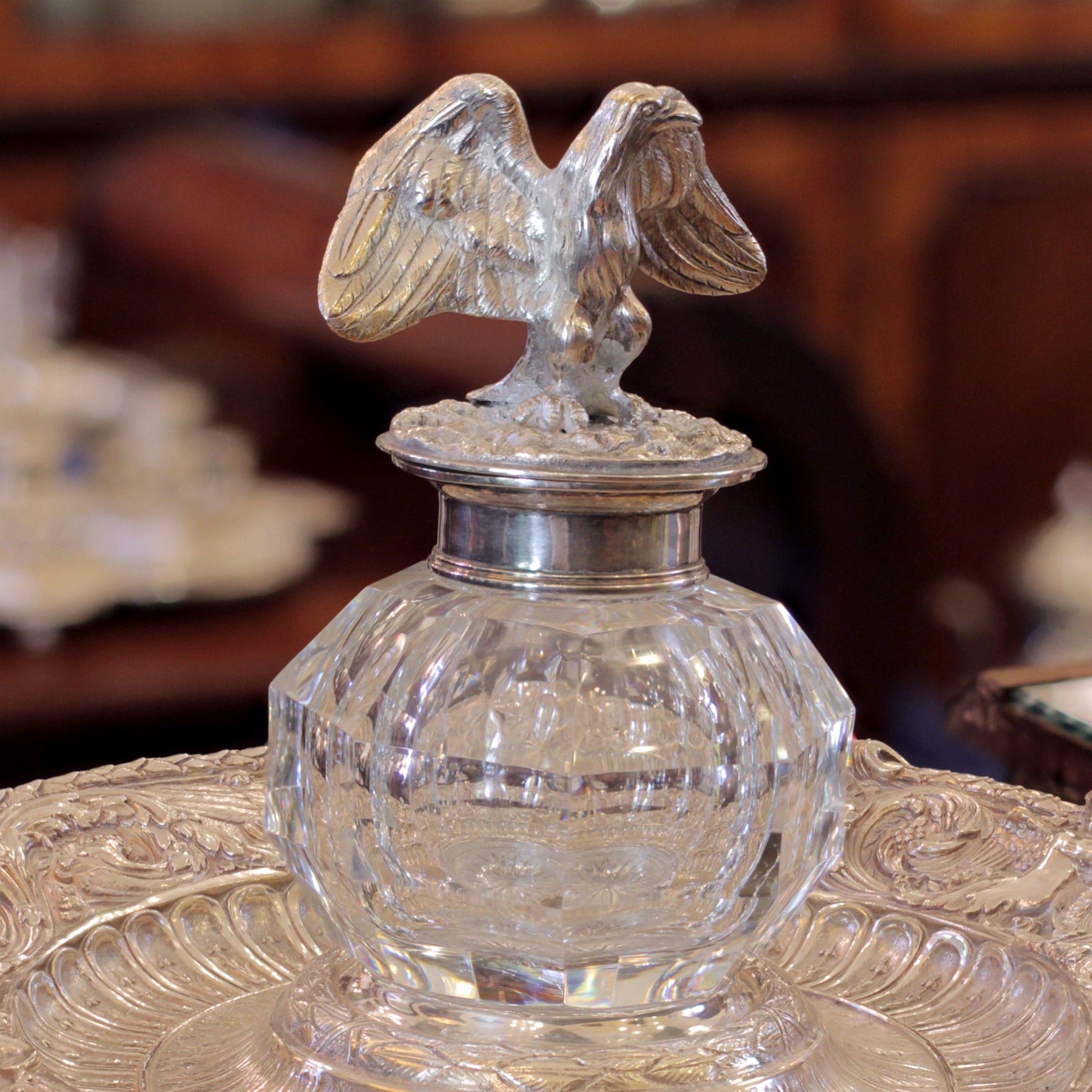 Continental Silver Plate Inkwell - The Antique Guild