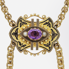 Load image into Gallery viewer, 19th Century, English, 9kt Yellow Gold Muff Chain with Slider Pendant