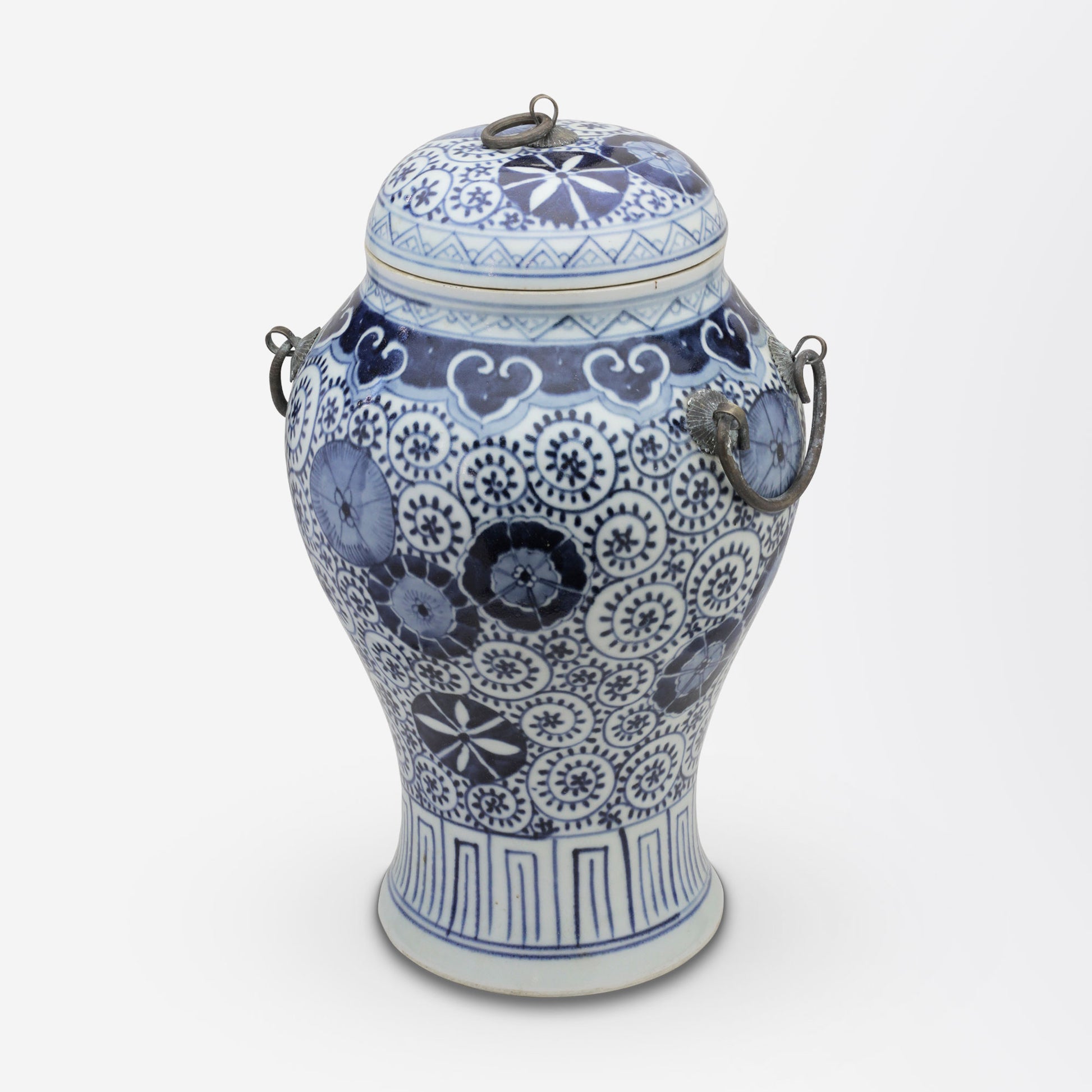 Récipient à couvercle bleu et blanc