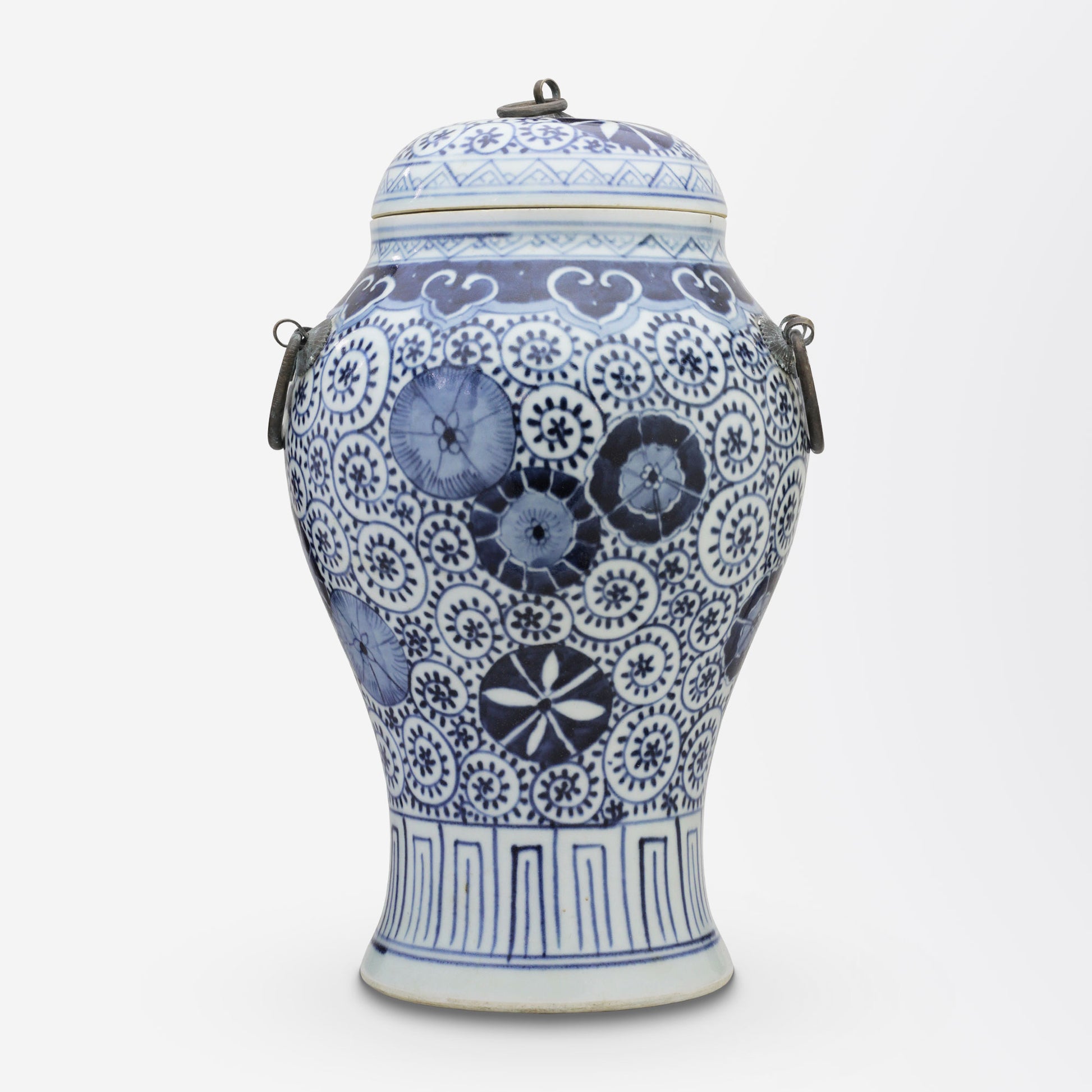 Récipient à couvercle bleu et blanc