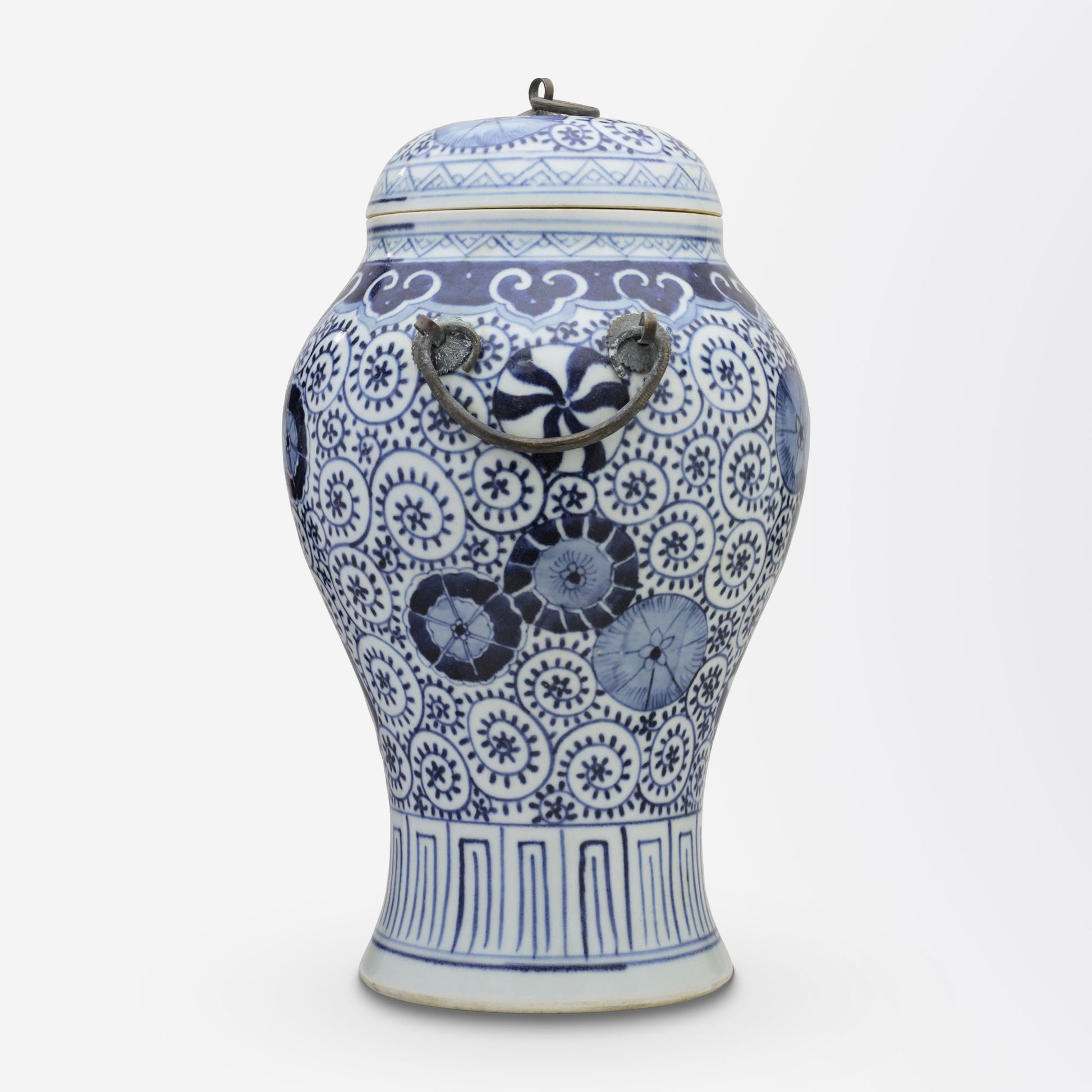 Récipient à couvercle bleu et blanc