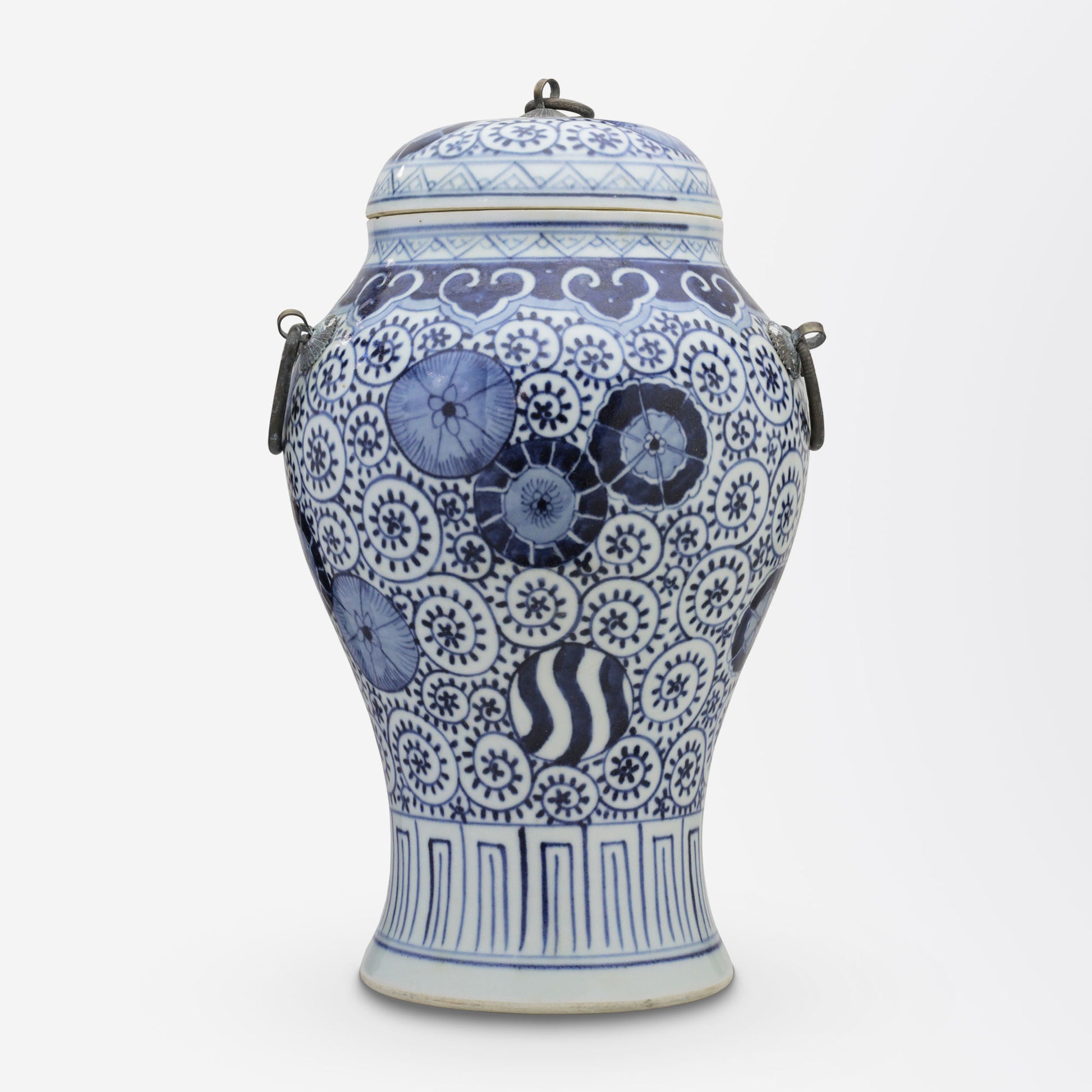 Récipient à couvercle bleu et blanc