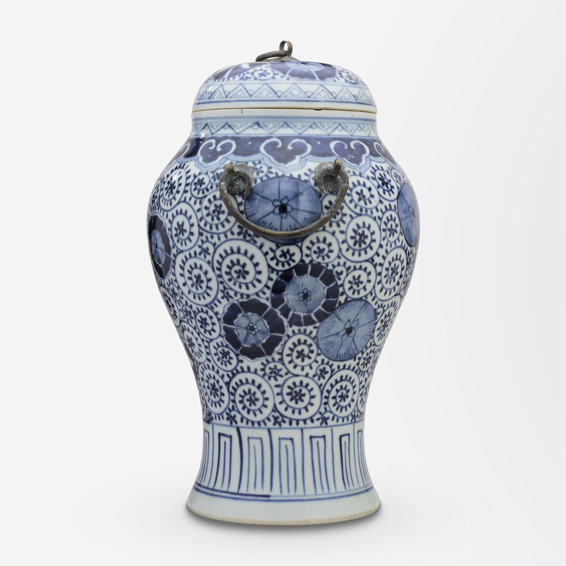 Récipient à couvercle bleu et blanc