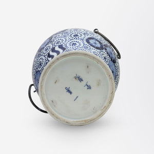 Blue and White Lidded Vessel