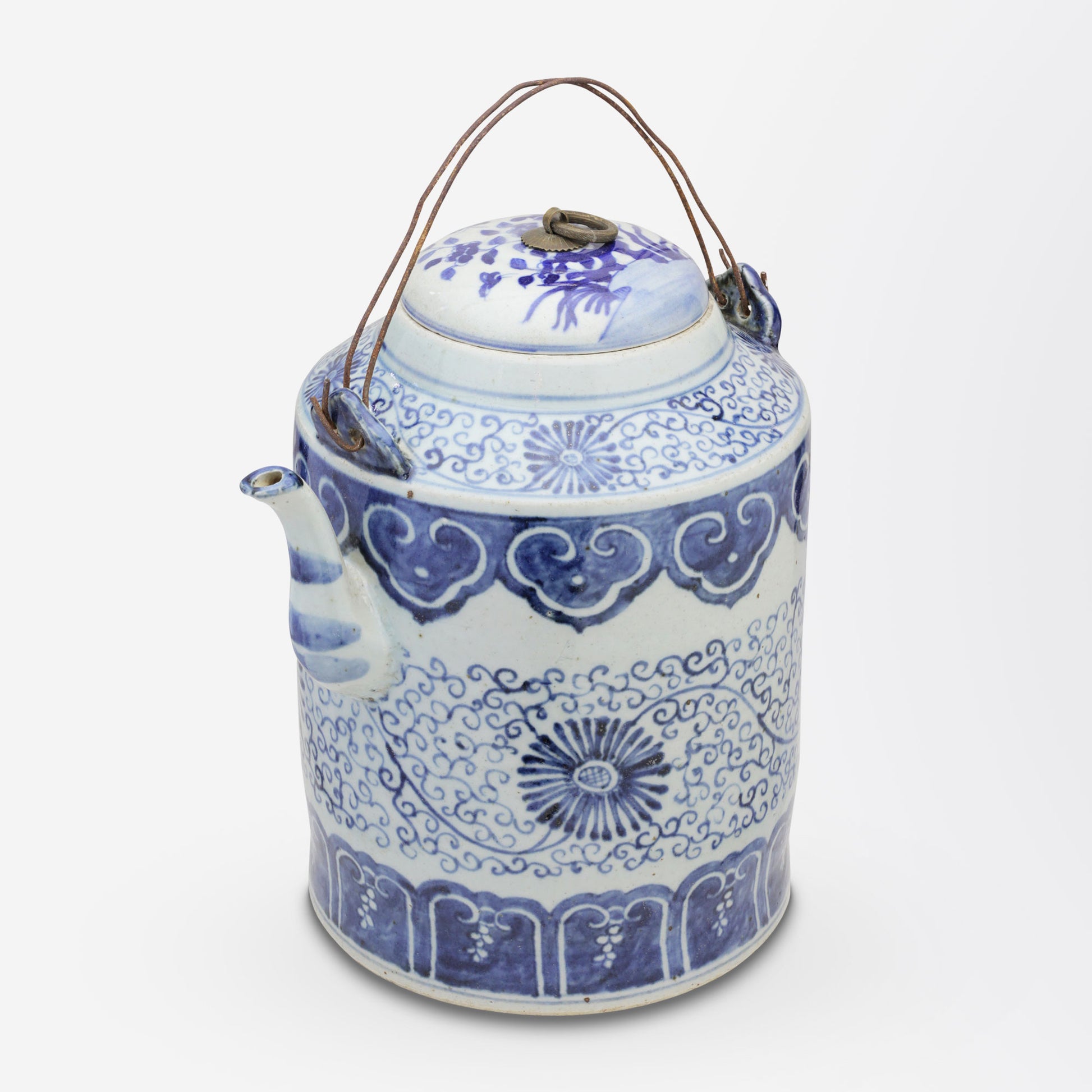 Bouilloire en porcelaine bleue et blanche
