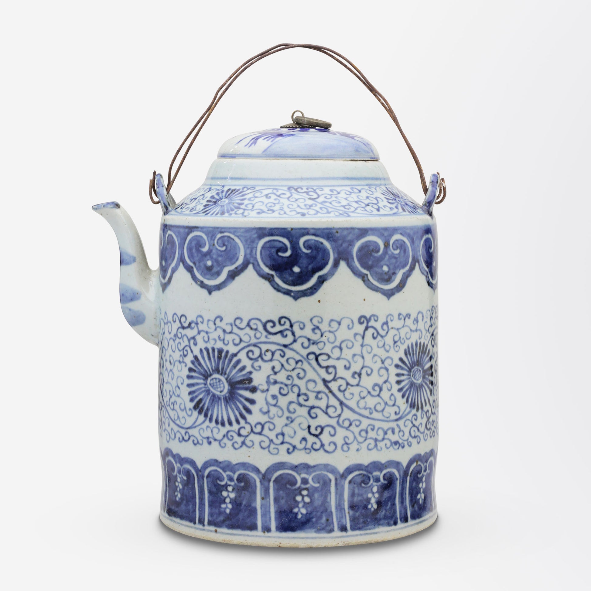 Bouilloire en porcelaine bleue et blanche