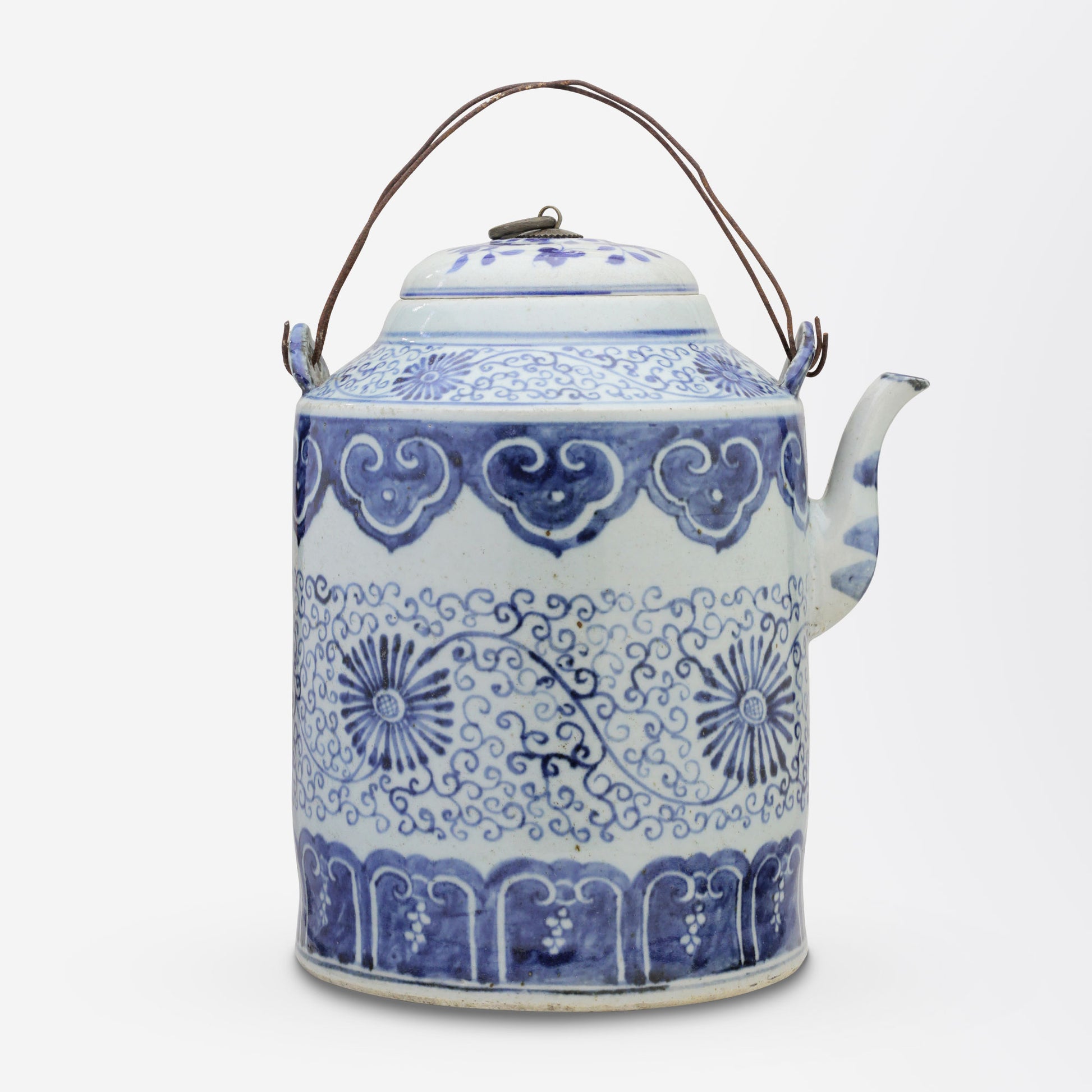 Bouilloire en porcelaine bleue et blanche