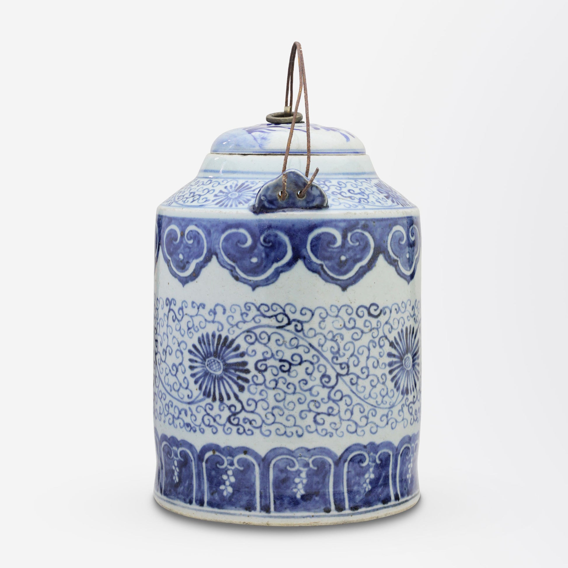 Bouilloire en porcelaine bleue et blanche