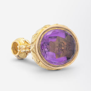 Early Victorian, Gold Filled & Amethyst Intaglio Fob
