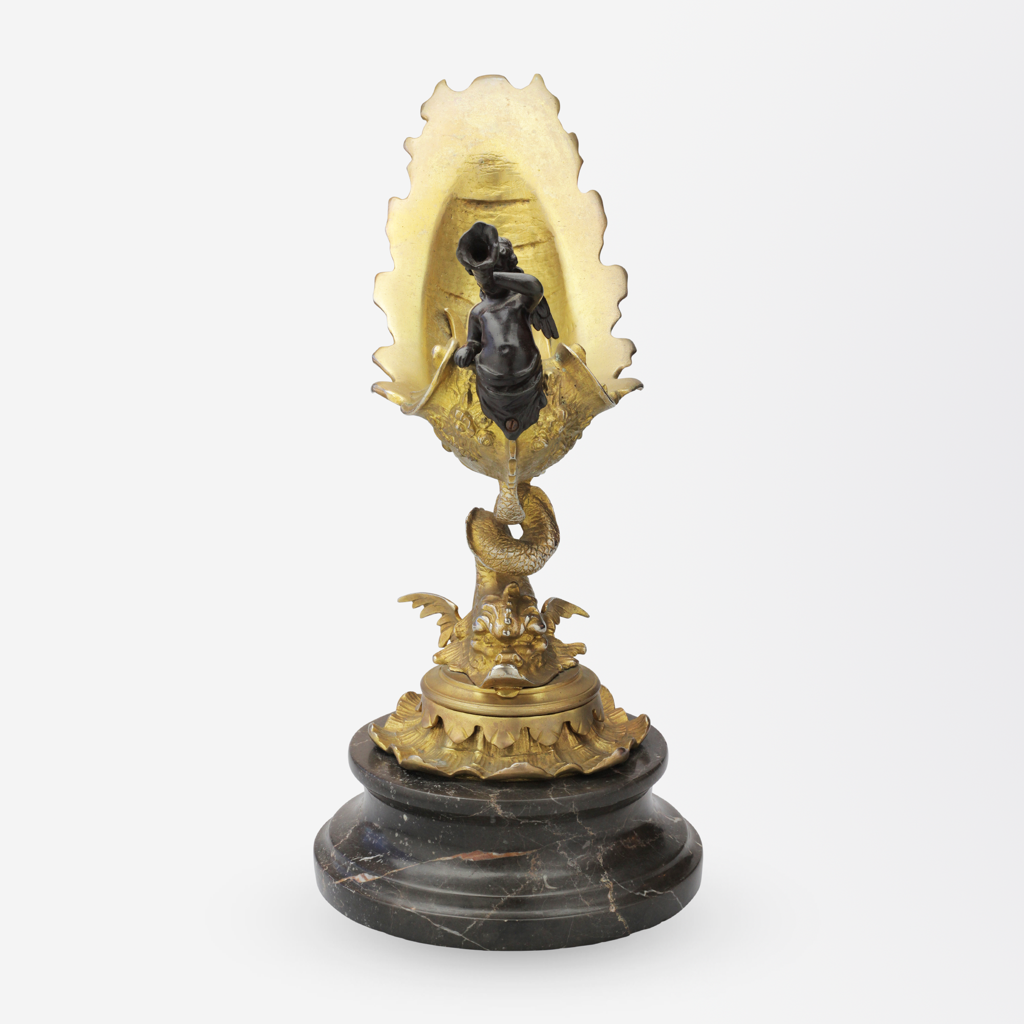 Italian Grand Tour Ormolu Tazza with Bronze Putti on Marble Base