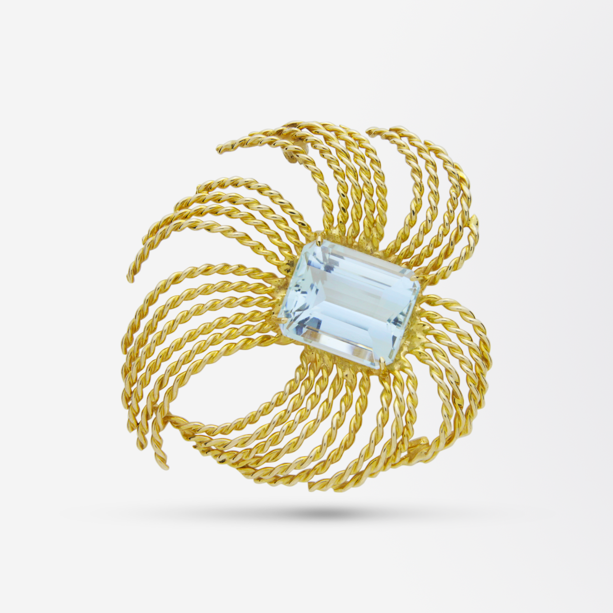 Retro Period, Gold and Aquamarine Brooch Pin