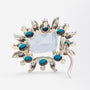 Turn of The Century, Aquamarine, Turquoise & Diamond Brooch Pin