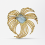 Retro Period, Gold and Aquamarine Brooch Pin