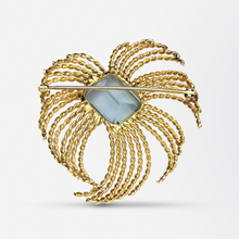 Load image into Gallery viewer, Retro Period, Gold and Aquamarine Brooch Pin