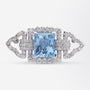 Handmade Platinum and 14kt Yellow Gold 79 Stone Diamond & Aquamarine Art Deco Plaque Brooch