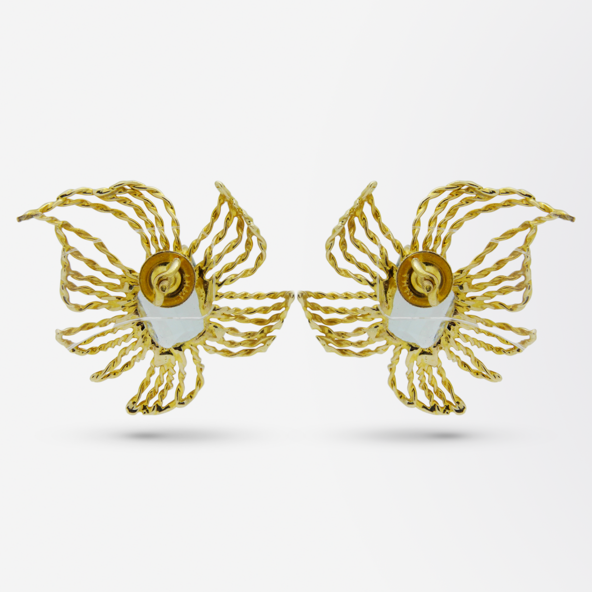 Boucles d'oreilles rétro en aigue-marine et or 10 carats