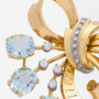 Retro Period 18kt Gold, Aquamarine and Diamond Brooch