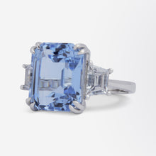 Load image into Gallery viewer, 18kt White Gold, Aquamarine and White Sapphire Cocktail Ring