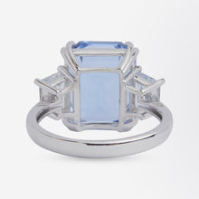 Load image into Gallery viewer, 18kt White Gold, Aquamarine and White Sapphire Cocktail Ring