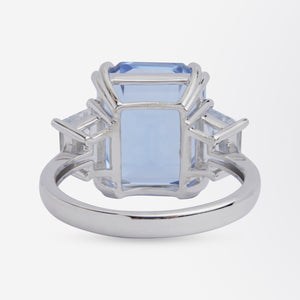 18kt White Gold, Aquamarine and White Sapphire Cocktail Ring