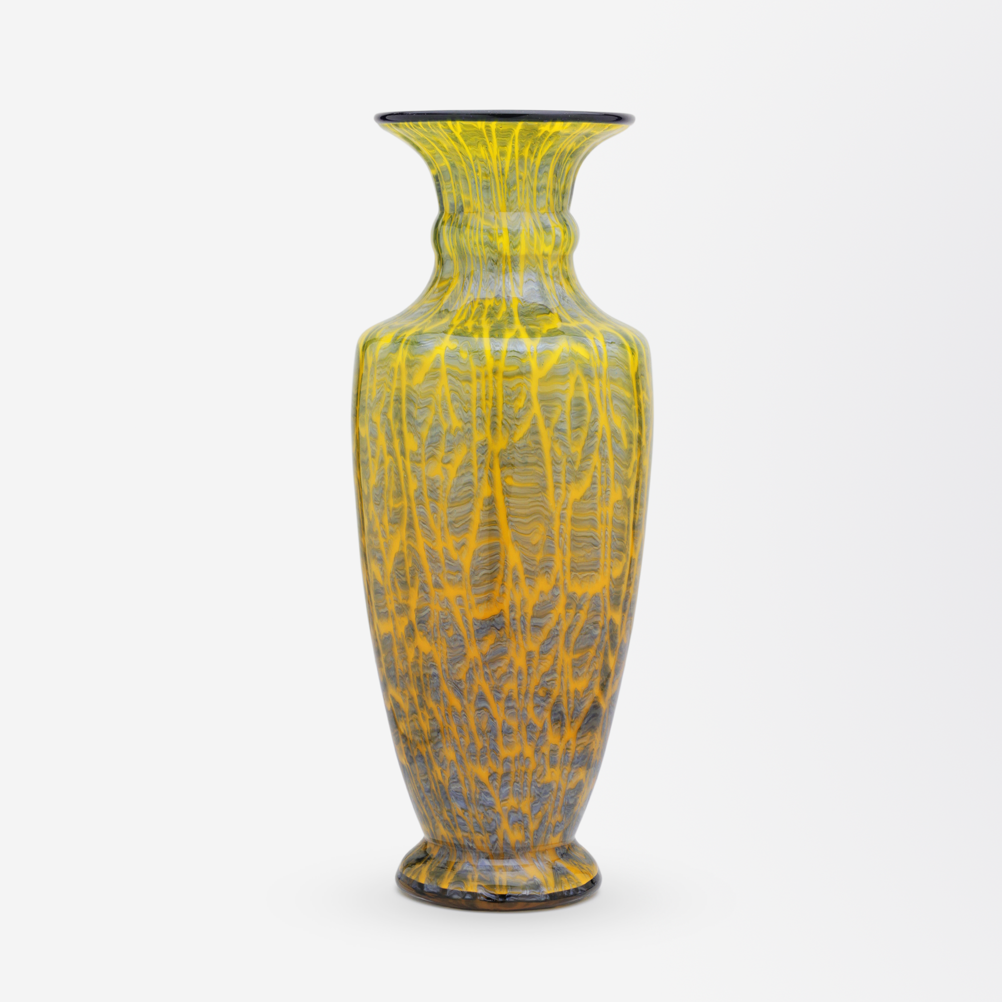 Jugendstil Yellow and Blue Glass Vase by Loetz