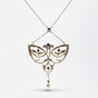 Original Art Nouveau Diamond Brooch Necklace