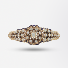 Load image into Gallery viewer, 9kt Rose Gold and Rose Cut Diamond Hinged Bangle