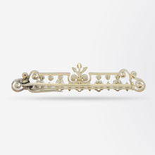 Load image into Gallery viewer, 18kt Yellow Gold &amp; Old Mine Cut Diamond Bar Brooch