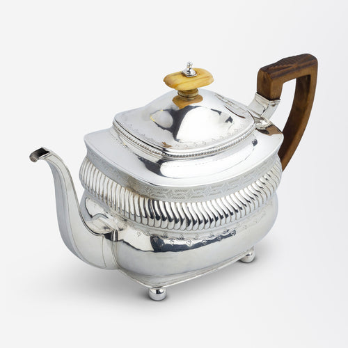 Sterling Silver Teapot by Peter and William Bateman with Bone Finial