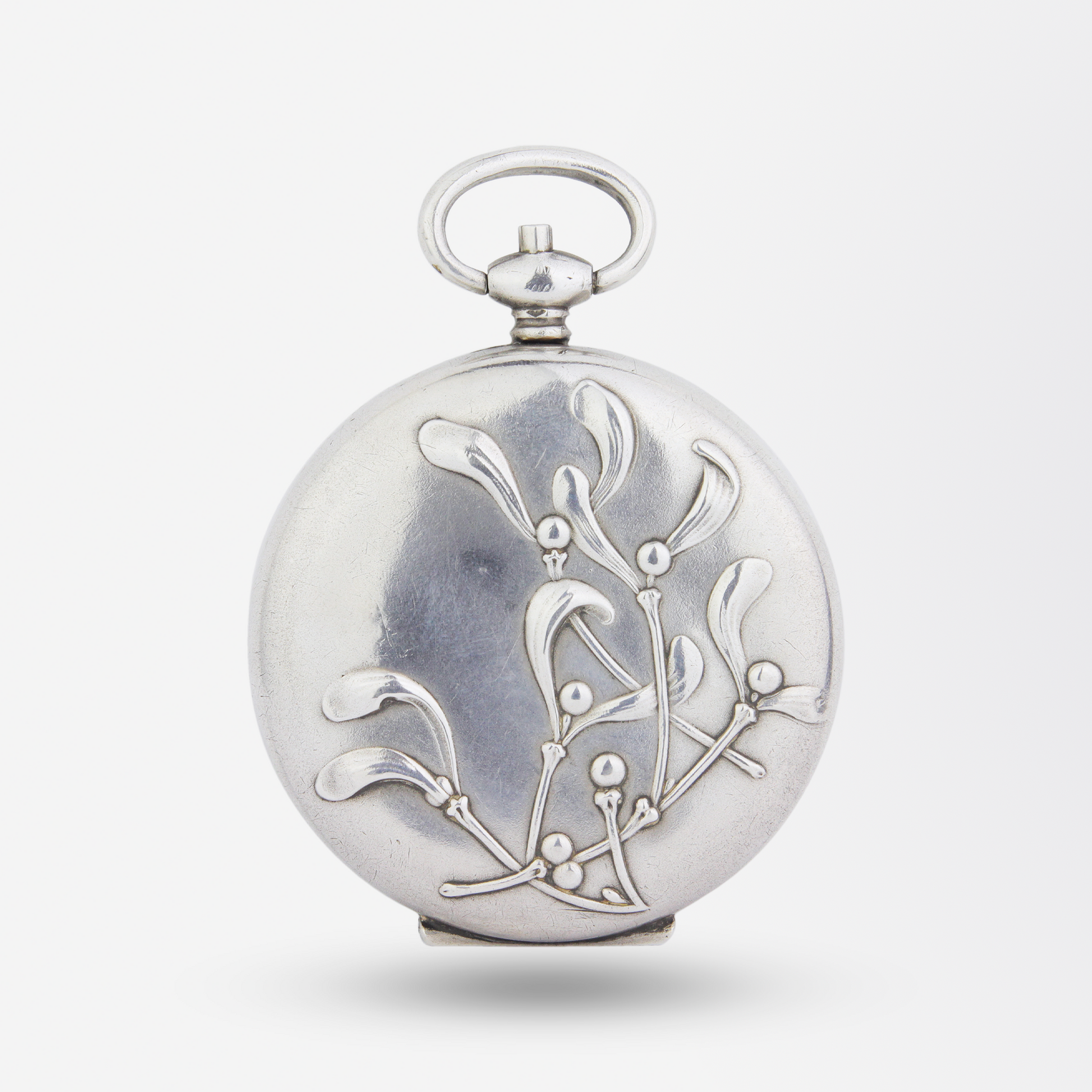 Grand médaillon en argent français en forme de gui