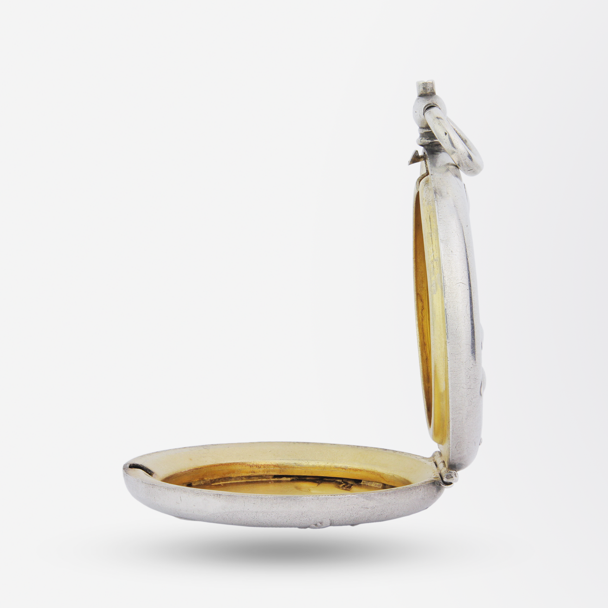 Grand médaillon en argent français en forme de gui