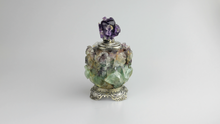 Load image into Gallery viewer, Edward I. Farmer Inkwell in Sterling, Fluorite, Amethyst - The Antique Guild
