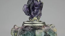 Load image into Gallery viewer, Edward I. Farmer Inkwell in Sterling, Fluorite, Amethyst - The Antique Guild