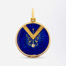 Load image into Gallery viewer, Likely French, 18kt Yellow Gold, Enamel &amp; Diamond Locket