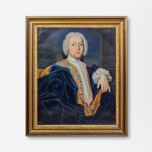 George II Period, Oil on Canvas Portrait of a Georgian Gentleman