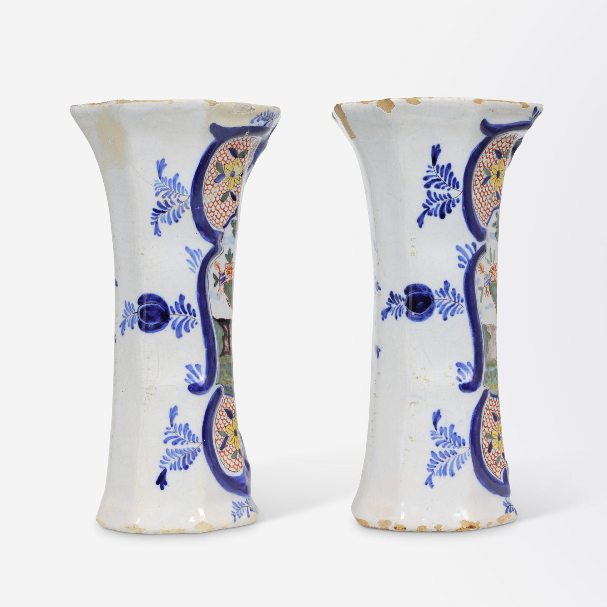 Pair of Early 18th Century Delft Vases