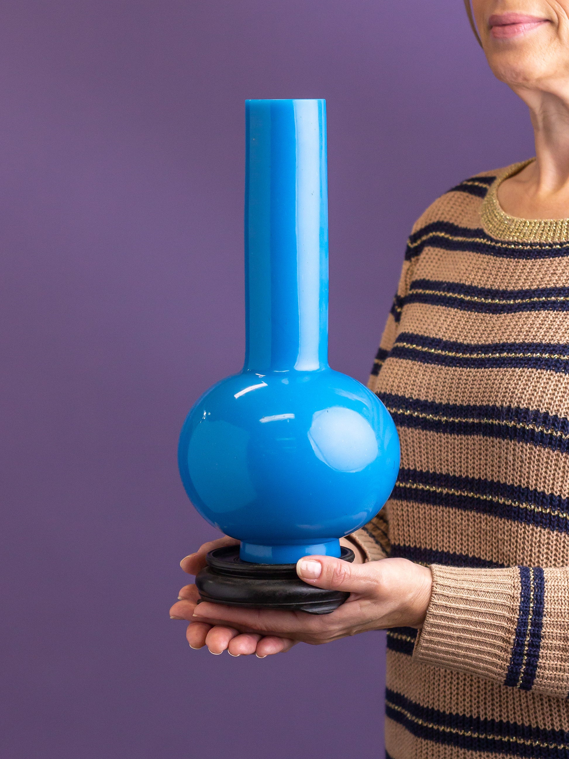 Paire de vases en verre de Pékin « turquoise », en forme de bouteille