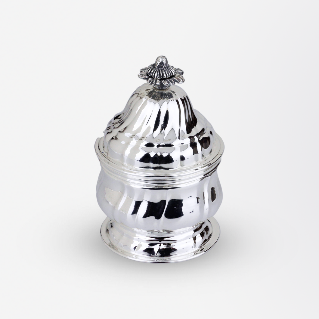 Small Silver Lidded Pot with Gap for Spoon by Buccellati